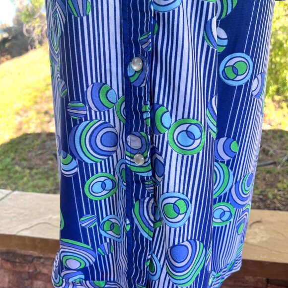 70's Dress - Funky Psychedelic Abstract Print - Midi - Size Med/Large - Picture 7 of 7